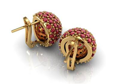 Rubies Dome Earrings